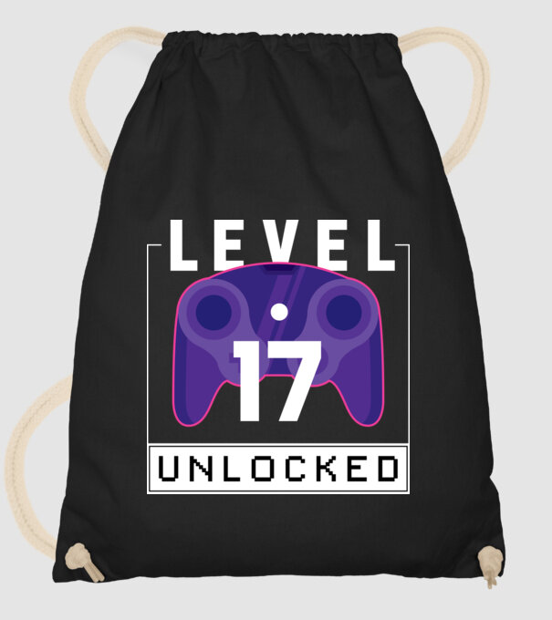 Level 17 Unlocked Gamer Birthday model negru pe tricou