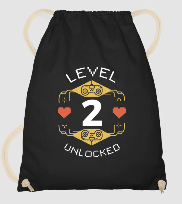 Level 2 Unlocked Gamer Birthday model negru pe tricou