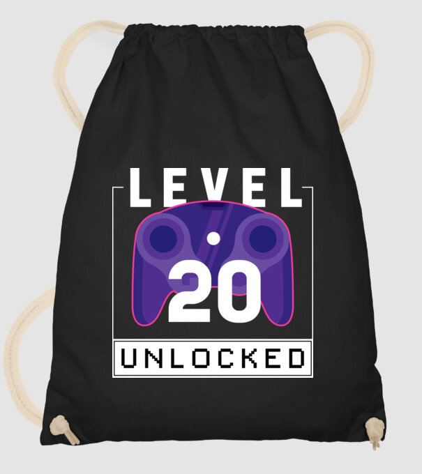 Level 20 Unlocked Gamer Birthday model negru pe tricou
