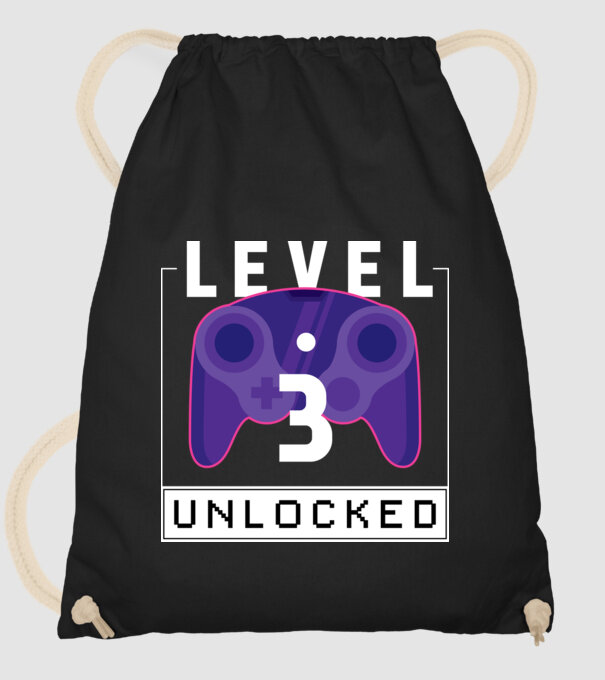 Level 3 Unlocked Gamer Birthday model negru pe tricou