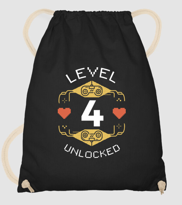 Level 4 Unlocked Gamer Birthday model negru pe tricou