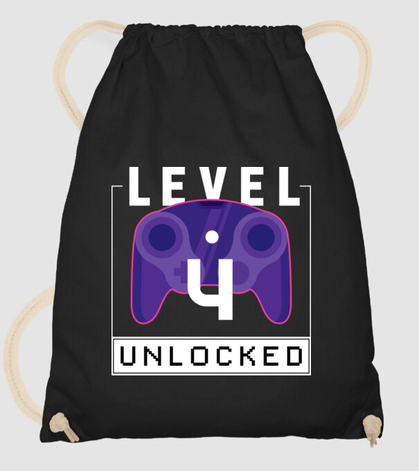 Level 4 Unlocked Gamer Birthday model negru pe tricou