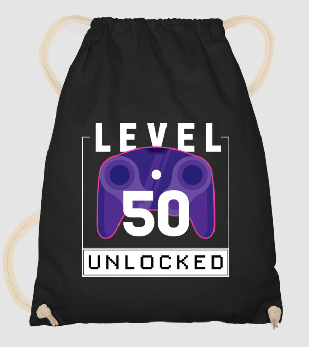 Level 50 Unlocked Gamer Birthday model negru pe tricou