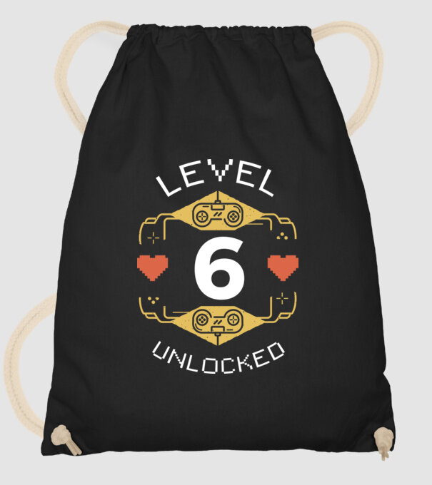 Level 6 Unlocked Gamer Birthday model negru pe tricou