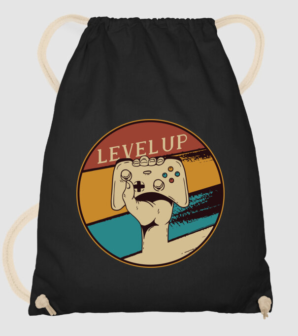 Level up - Trecere nivel Gamer model negru pe tricou
