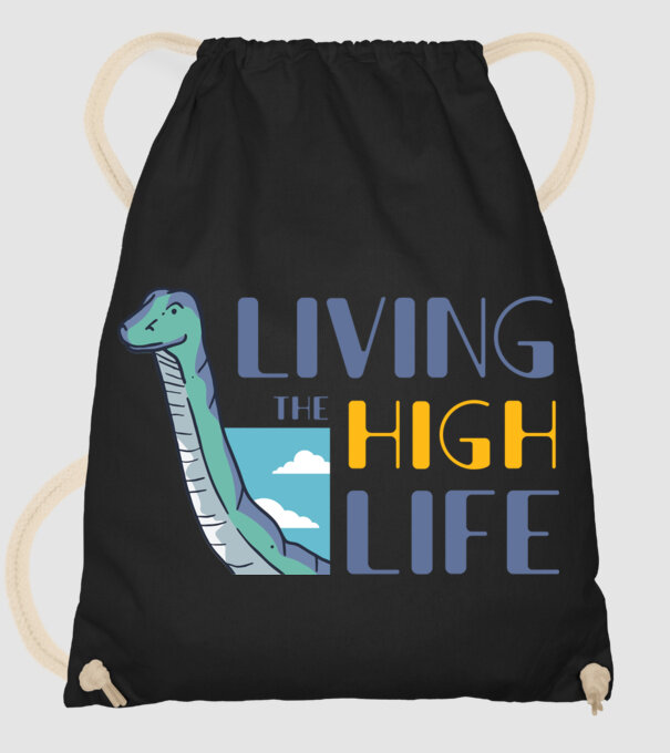Living the High Life Dinosaur model negru pe tricou