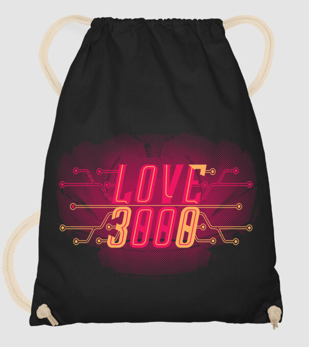 Love 3000 model negru pe tricou