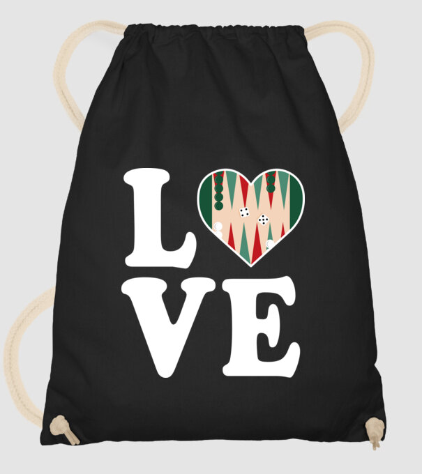 Love Backgammon model negru pe tricou