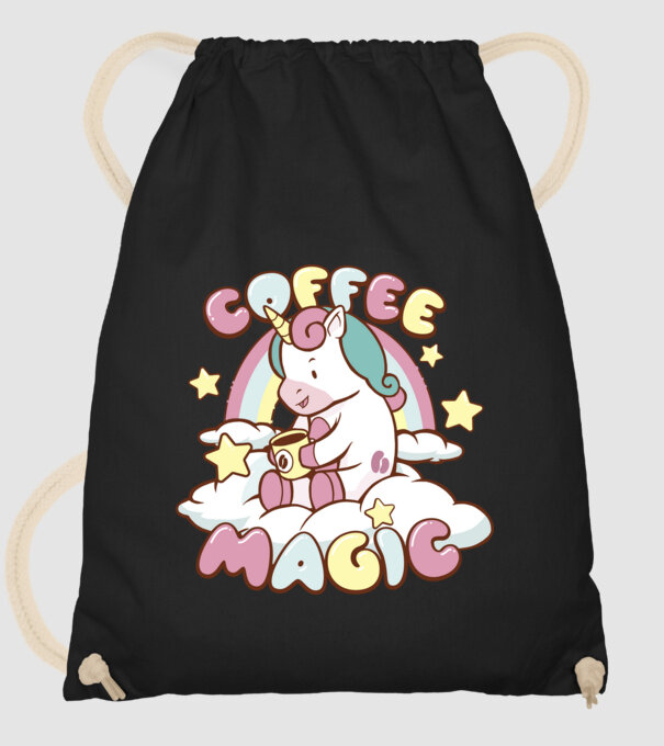 Cafea Magică Unicorn model negru pe tricou