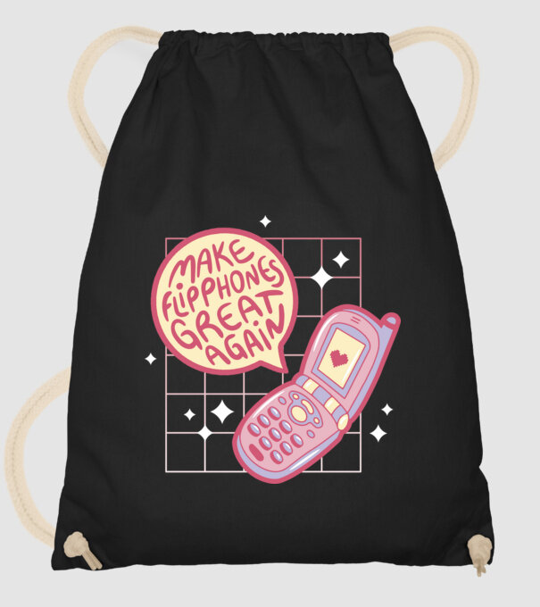 Make Flipphones Great Again Retro model negru pe tricou