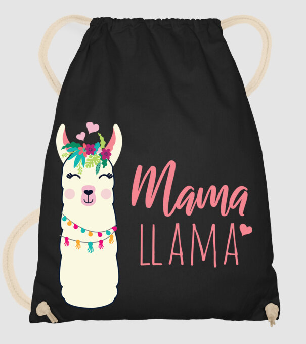 Mama Llama model negru pe tricou