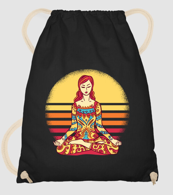 Mandala Yoga Meditație model negru pe tricou