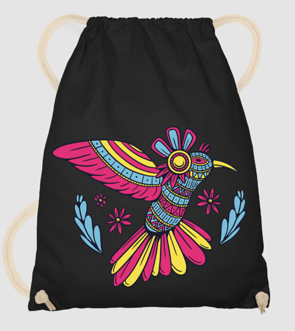 Mandala Colibri model negru pe tricou