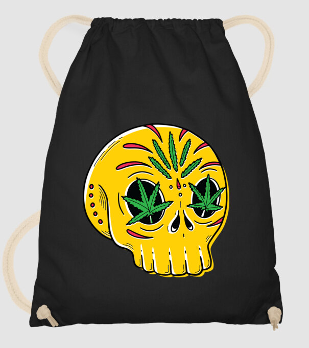 Marijuana Craniu model negru pe tricou