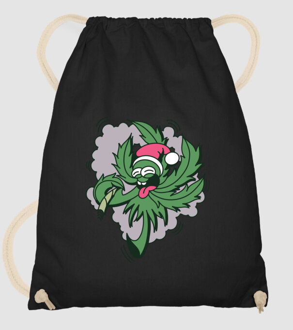Marijuana Santa model negru pe tricou