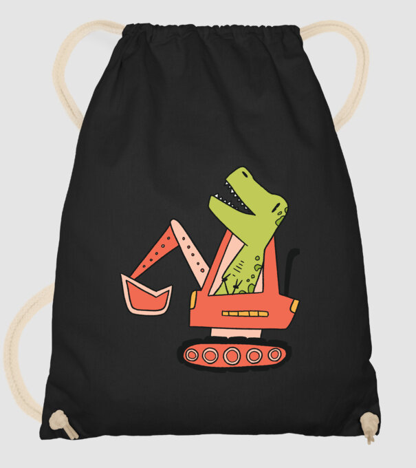 Excavator dinozaur model negru pe tricou
