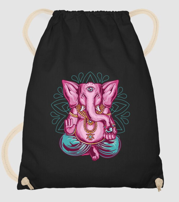 Elefant făcând meditație Dharma model negru pe tricou