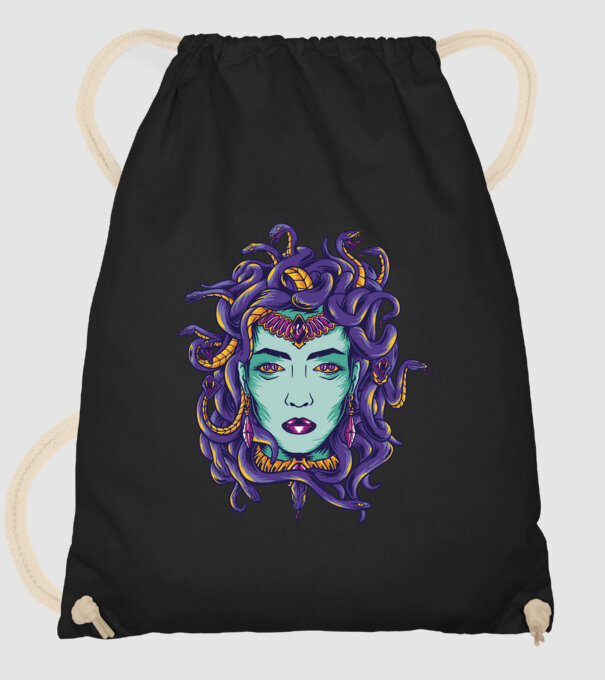 Cap de meduză model negru pe tricou