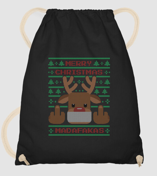 Merry Christmas Madafakas model negru pe tricou