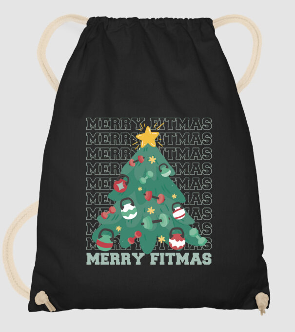 Merry Fitmas Fitmas Pom de Crăciun Fitness model negru pe tricou