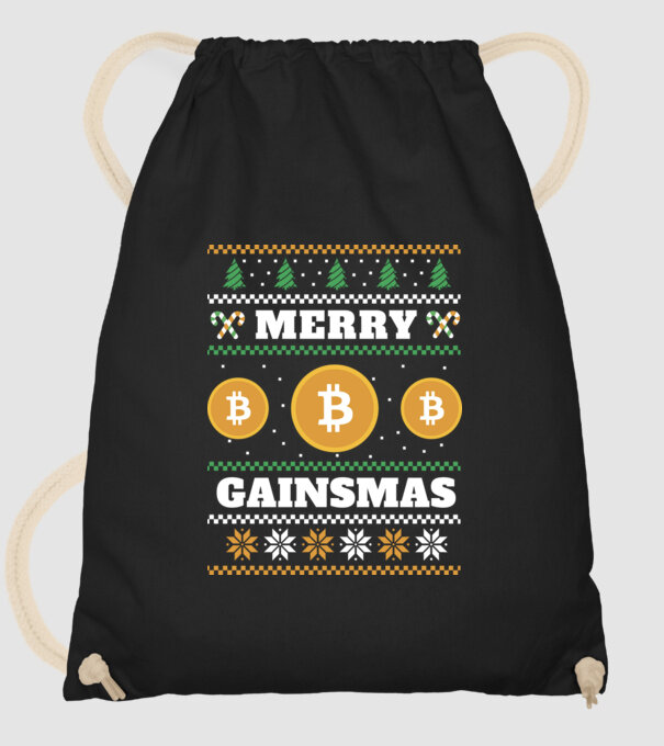 Merry Gainmas Bitcoin tricou cu pulovăr urât model negru pe tricou