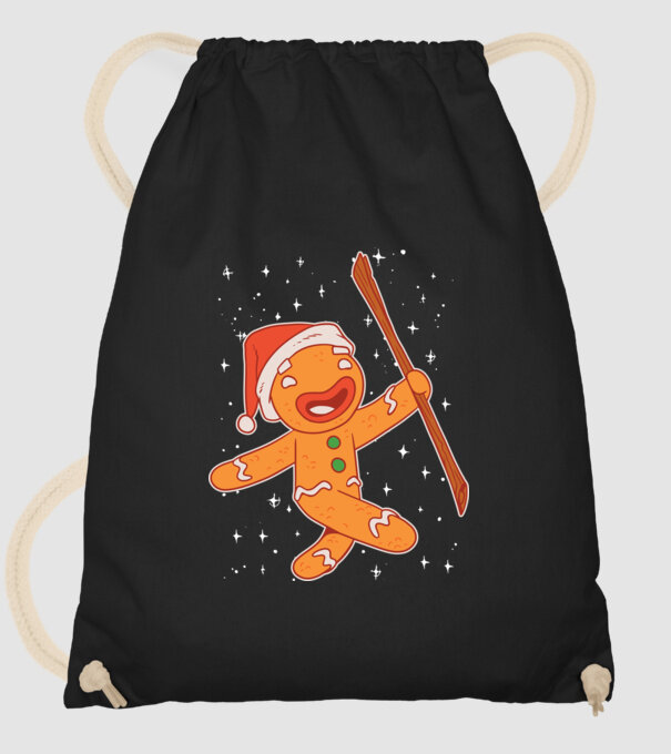 Turtă dulce Moș Crăciun tricou model negru pe tricou