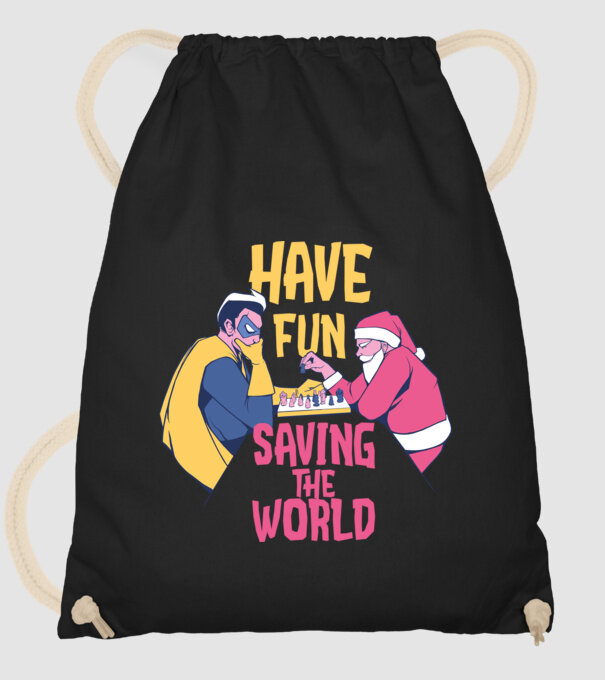 Moș Crăciun și șah super-erou - tricou de Crăciun amuzant model negru pe tricou