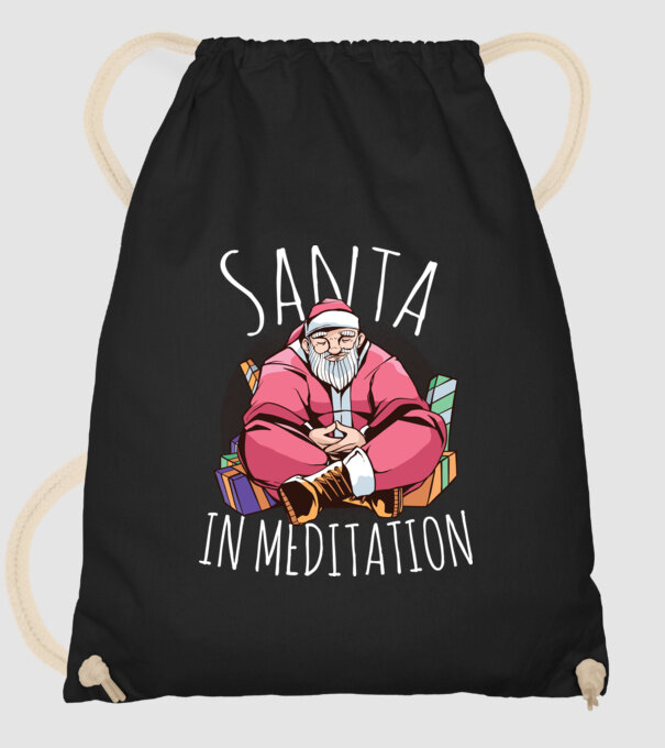 Tricou de Crăciun Moș Crăciun meditație model negru pe tricou