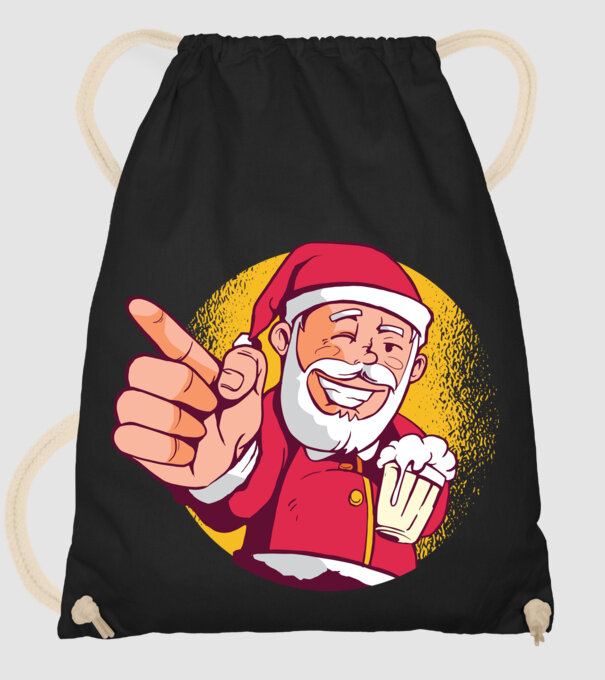 Moș Crăciun cu bere tricou model negru pe tricou