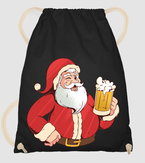 Moș Crăciun cu bere tricou amuzant model negru pe tricou