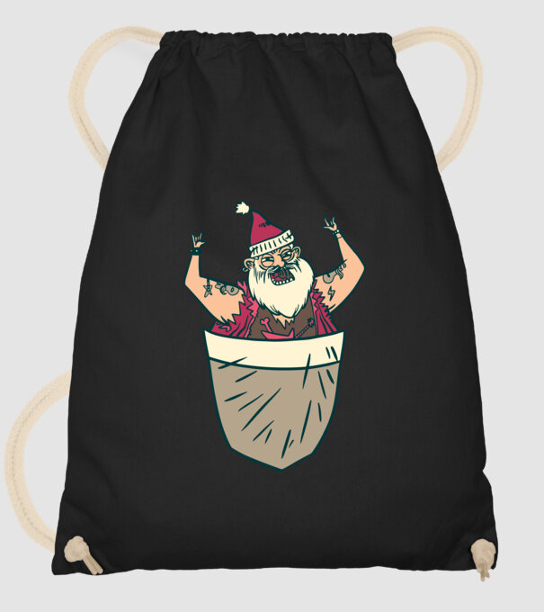 Buzunar Moș Crăciun model negru pe tricou