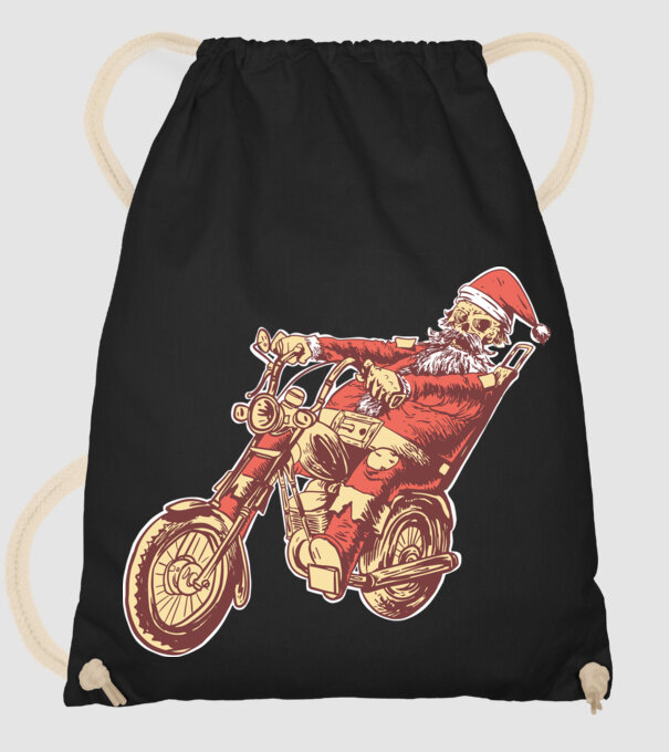 Moș Crăciun Motociclist model negru pe tricou