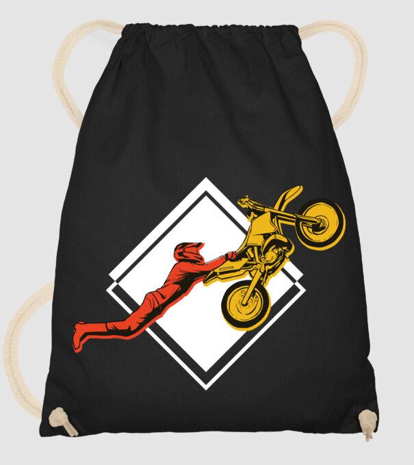 Săritură motocicletă model negru pe tricou