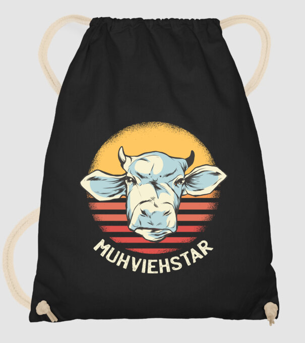 Vacă Muhviehstar model negru pe tricou