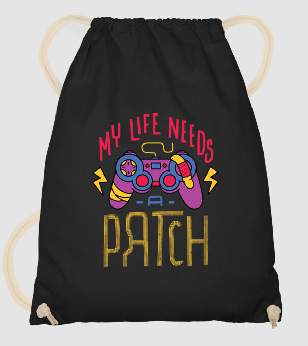 My life needs a patch Gamer model negru pe tricou