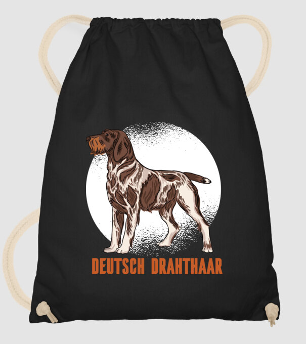 Brac german cu păr sârmos model negru pe tricou