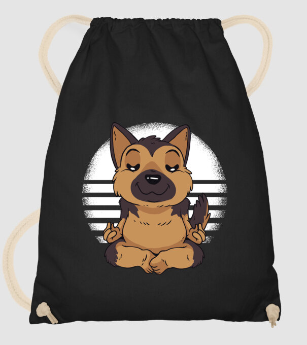 Tricou drăguț ciobănesc german yoga model negru pe tricou