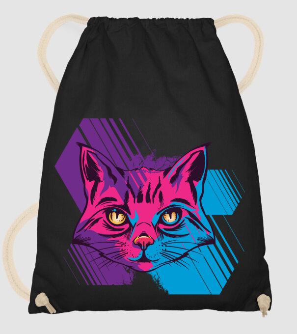 Pisică Neon model negru pe tricou
