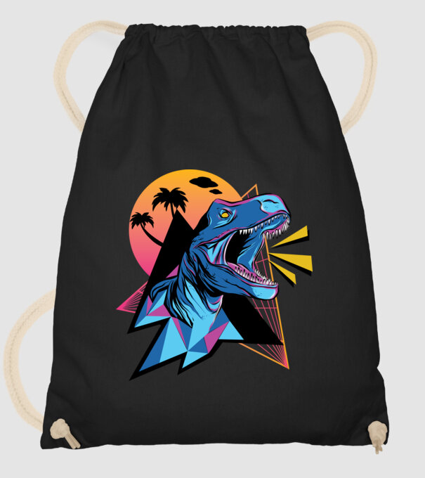 Tricou Neon dinozaur retro model negru pe tricou