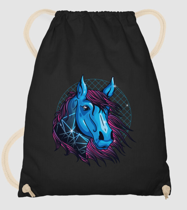 Cal neon pentru călăreți model negru pe tricou
