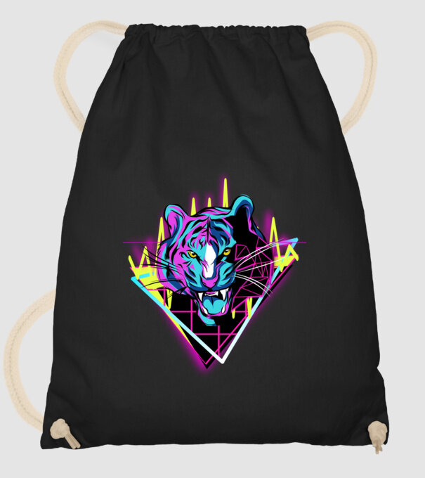 Tigru Neon anii 80 retro model negru pe tricou
