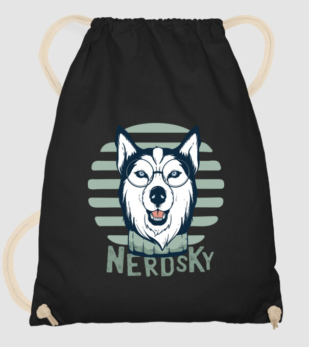 Nerdsky Husky model negru pe tricou