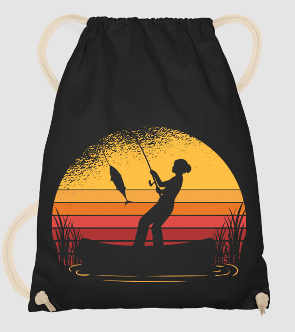 Femeie Pescar model negru pe tricou