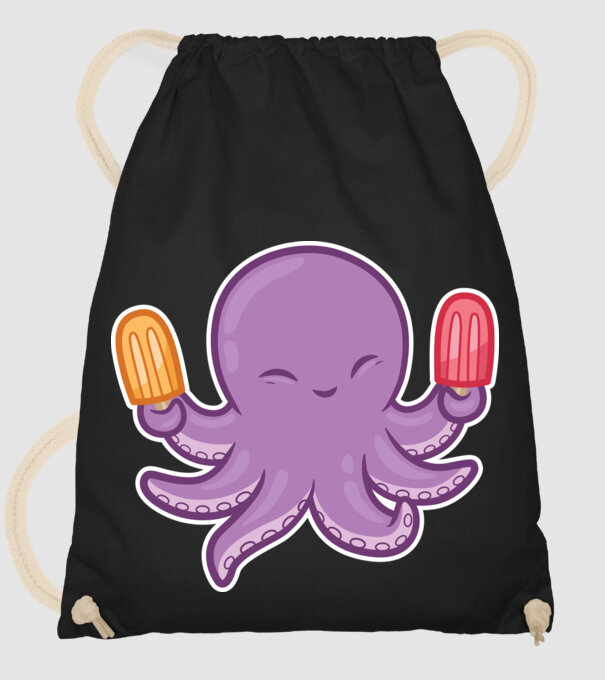 Înghețată Caracatiță Octopus model negru pe tricou