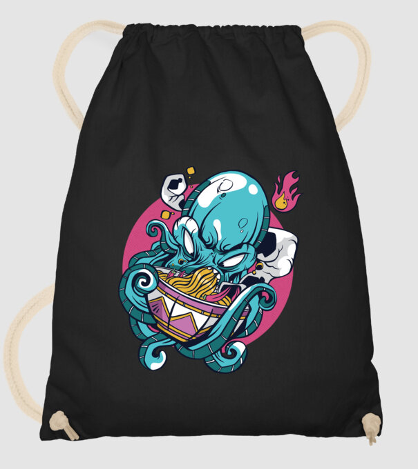 Octopus Ramen model negru pe tricou