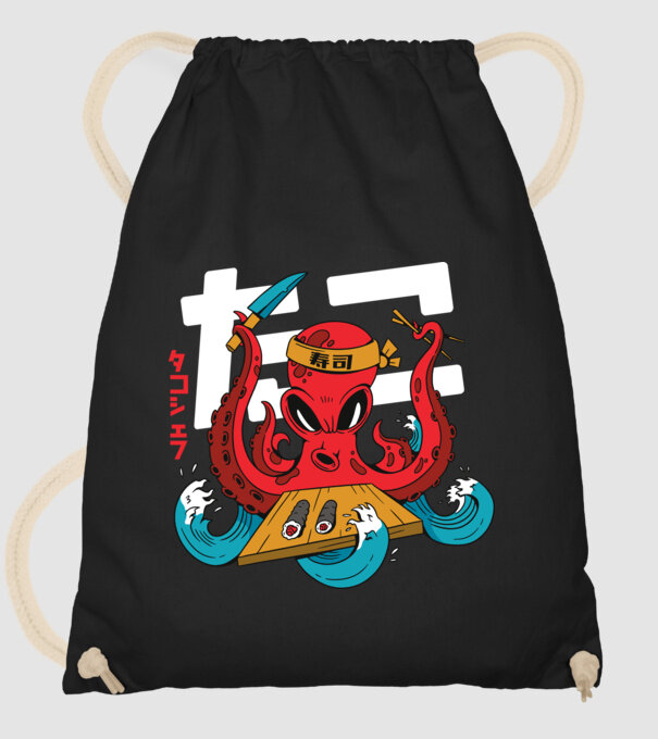 Octopus Sushi model negru pe tricou