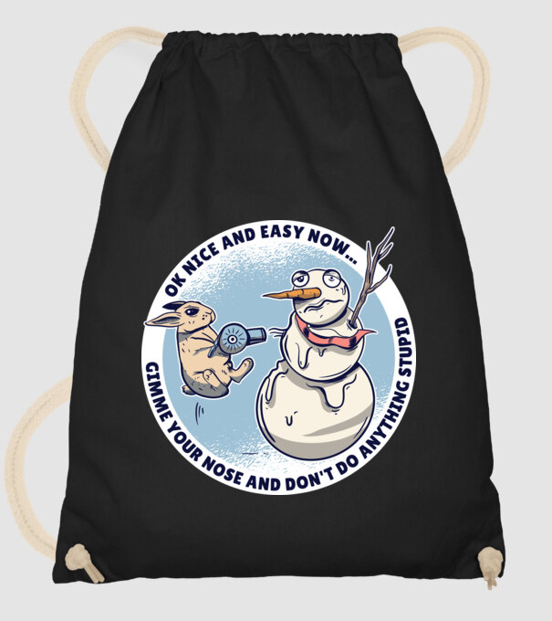 Ok nice and easy now... Iepurașul terorizează omul de zăpadă tricou amuzant model negru pe tricou