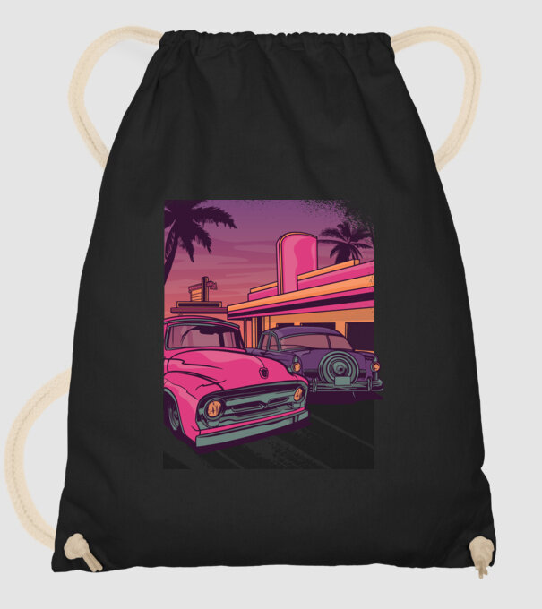 Old school California model negru pe tricou