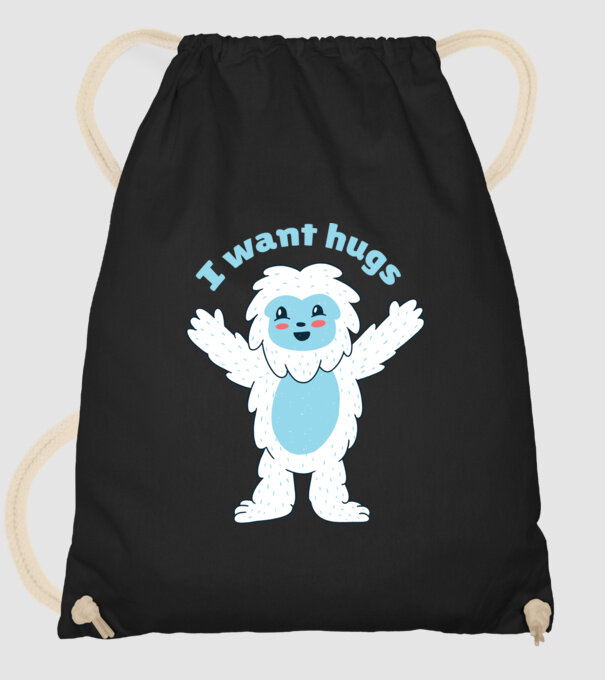Vreau o îmbrățișare Yeti drăguț model negru pe tricou