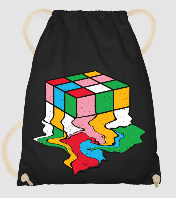 Cub Rubik topindu-se model negru pe tricou